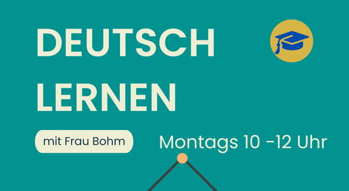 ein Flyer mit einer Grafik von einer Tafel und einer lehrerin. Dazu die Angabe, dass das Angebot von 10:00 - 12:00 Uhr stattfindet