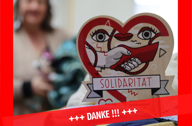 Bild mit dem Schild Solidarität und der Aufschrift: Danke