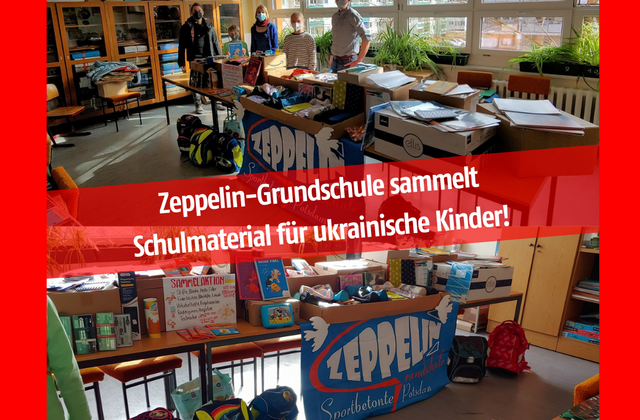 Fotos von Schulmaterialien für ukrainische Kinder