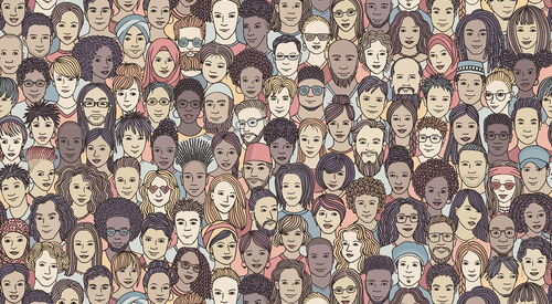 AWO Zeitung, viele gezeichnete Gesichter, Was hält eine Gesellschaft zusammen?