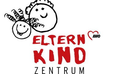 Zwei Gesichter und der Schriftzug Eltern Kind Zentrum, AWO Logo