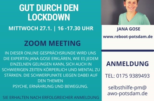 Werbung zu einem Zoom Meeting: Gut durch den Lockdown.