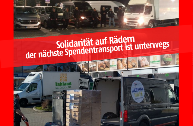 Bild von zwei Spendentransportern die beladen werden