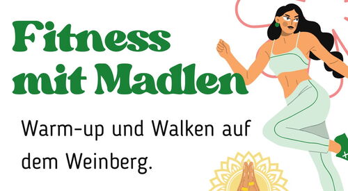 Einladungsflyer mit einer grafischen Darstellung einer Frau im Trainigsoutfit
