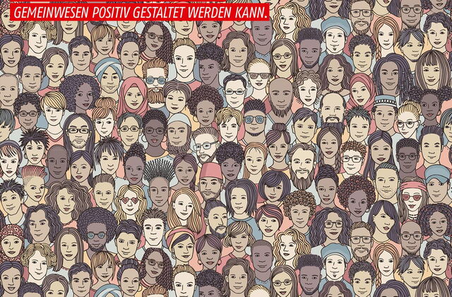 AWO Zeitung, viele gezeichnete Gesichter, Was hält eine Gesellschaft zusammen?