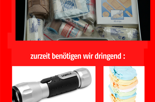 Fotos von Spenden die derzeit dringen benötigt werden (Taschenlampen)