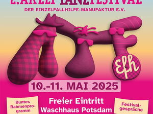Logo. Akzeptanzfestival der Einzelfallhilfe Manufaktur  10. und 11 Mai 2025 Freier Eintritt im Waschhaus Potsdam, Buntes Bühnenprogramm und Festival-Gespräche