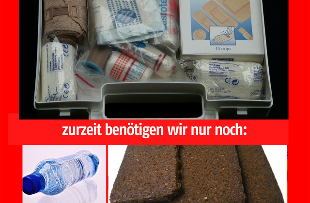 Fotos mit Abbildungen von Spenden die derzeit benötigt werden