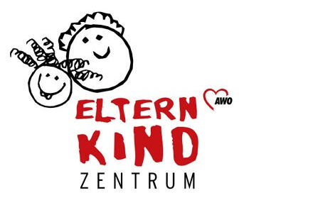 Zwei Gesichter und der Schriftzug Eltern Kind Zentrum, AWO Logo