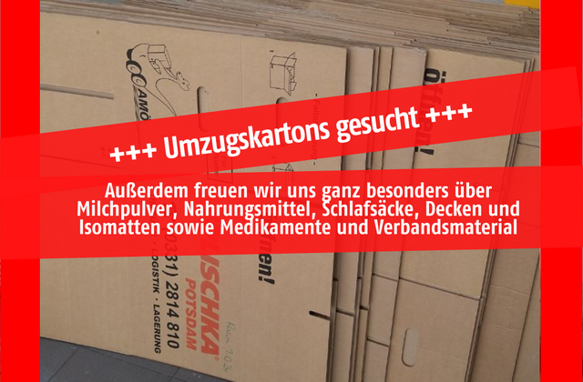 Foto von Umzugskartons mit der Aufschrift: Umzugskartons gesucht