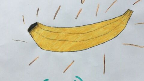 Zeichnung eines Kindes, einer Banane
