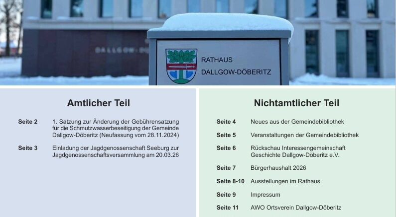 Danksagung an die AWO im Rathauskurier 01.2026