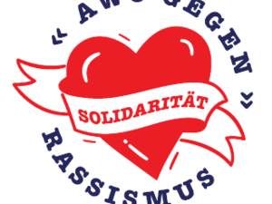 AWO GEGEN RASSISMUS - SOLILDATITÄT | Bild ein rotes Herz mit einer weißen Schärpe auf der Solidarität steht.