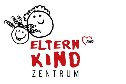Zwei Gesichter und der Schriftzug Eltern Kind Zentrum, AWO Logo