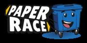 eine blaue Tonne mit Augen und einem Mund