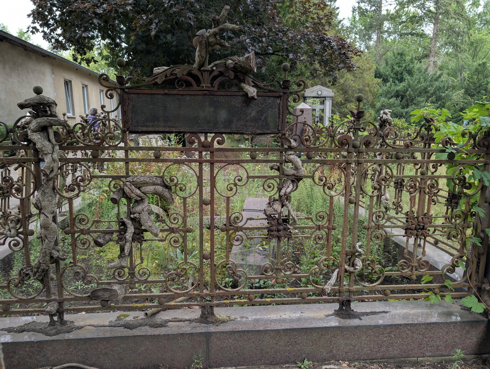 Verschlungener Zaun um wilden Garten.